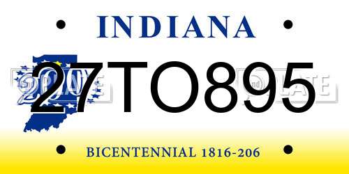 27TO895 Indiana License Plate