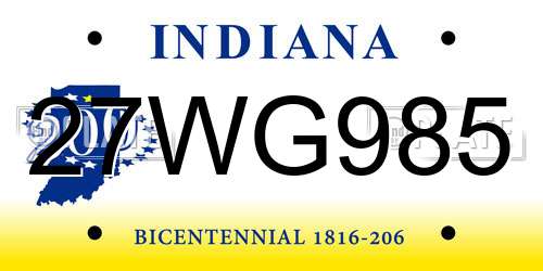 27WG985 Indiana License Plate