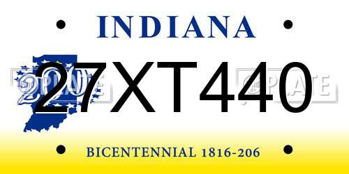 27XT440 Indiana License Plate
