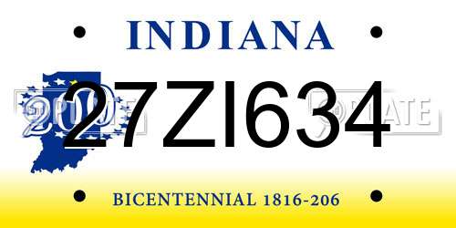 27ZI634 Indiana License Plate