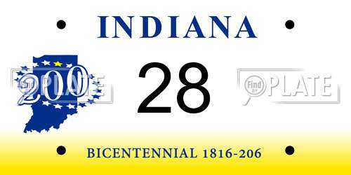 28 Indiana License Plate