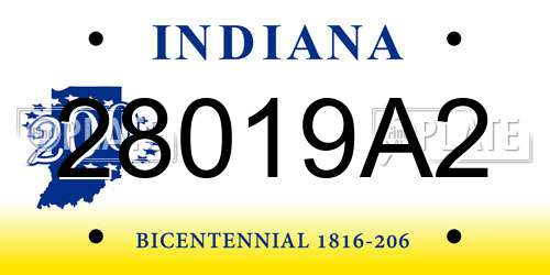 28019A2 Indiana License Plate