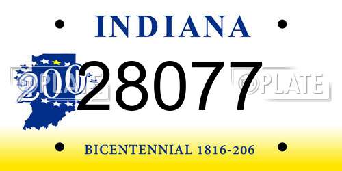 28077 Indiana License Plate