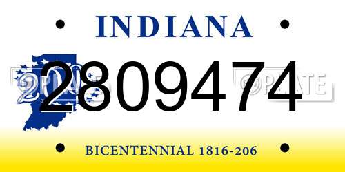 2809474 Indiana License Plate