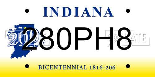 280PH8 Indiana License Plate