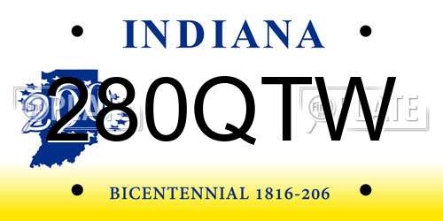 280QTW Indiana License Plate