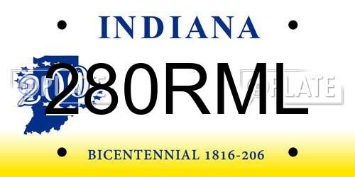 280RML Indiana License Plate