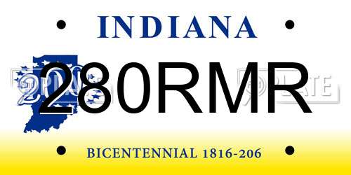 280RMR Indiana License Plate
