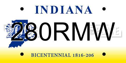 280RMW Indiana License Plate