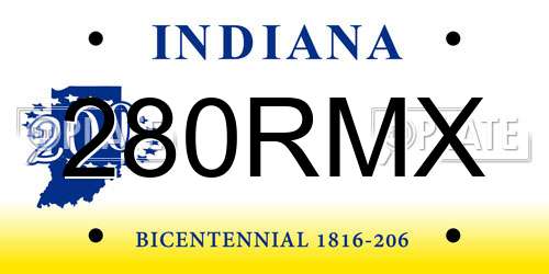 280RMX Indiana License Plate