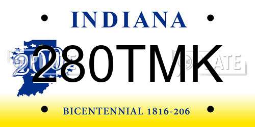 280TMK Indiana License Plate