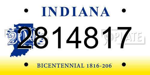 2814817 Indiana License Plate