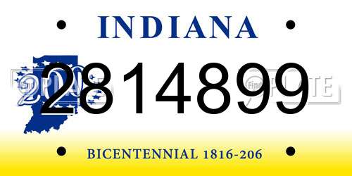 2814899 Indiana License Plate