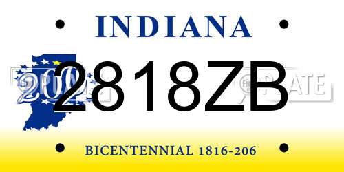 2818ZB Indiana License Plate