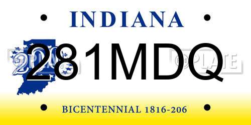 281MDQ Indiana License Plate