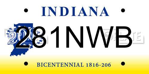 281NWB Indiana License Plate