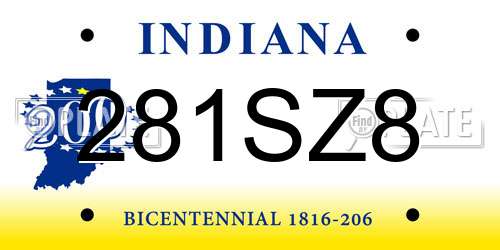 281SZ8 Indiana License Plate