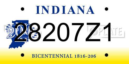 28207Z1 Indiana License Plate