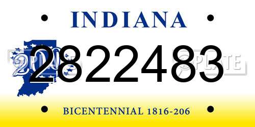 2822483 Indiana License Plate