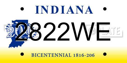 2822WE Indiana License Plate