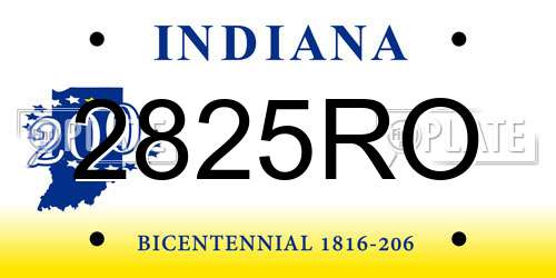 2825RO Indiana License Plate