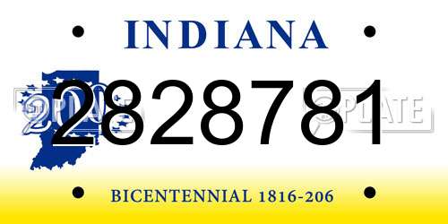 2828781 Indiana License Plate