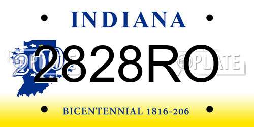 2828RO Indiana License Plate