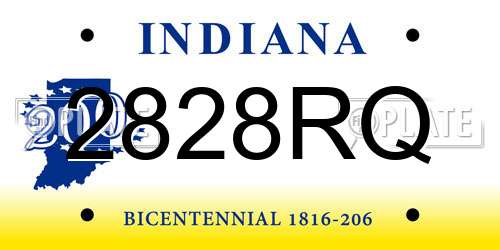 2828RQ Indiana License Plate
