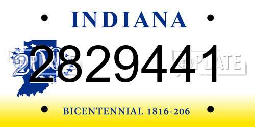 2829441 Indiana License Plate