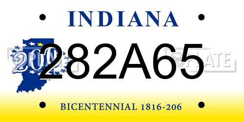 282A65 Indiana License Plate