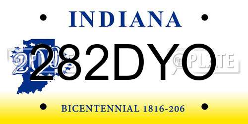 282DYO Indiana License Plate