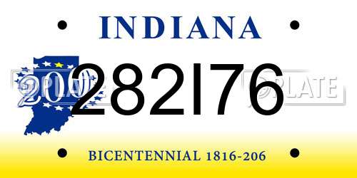 282I76 Indiana License Plate