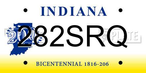 282SRQ Indiana License Plate