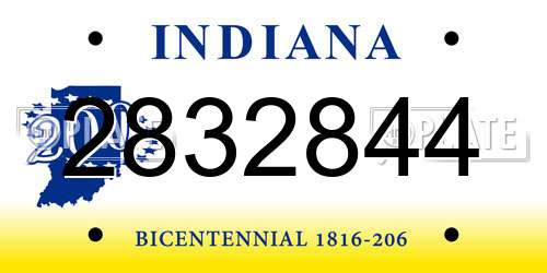 2832844 Indiana License Plate