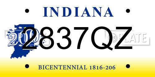 2837QZ Indiana License Plate