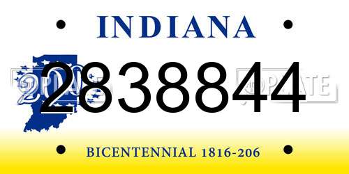 2838844 Indiana License Plate