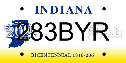 283BYR Indiana License Plate