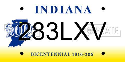 283LXV Indiana License Plate