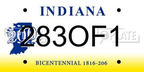 283OF1 Indiana License Plate