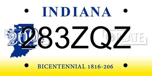 283ZQZ Indiana License Plate