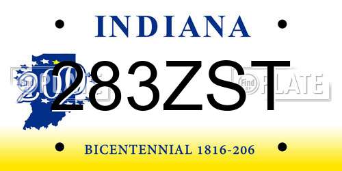 283ZST Indiana License Plate