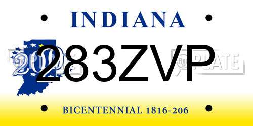 283ZVP Indiana License Plate