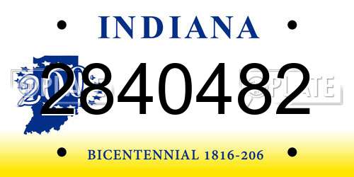 2840482 Indiana License Plate