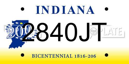 2840JT Indiana License Plate