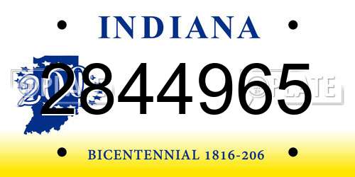 2844965 Indiana License Plate