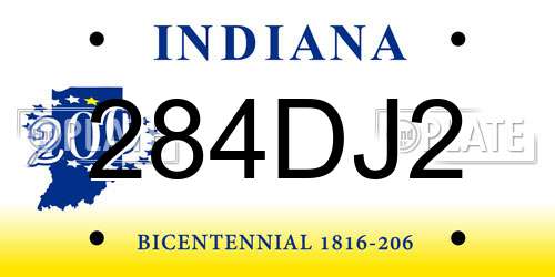 284DJ2 Indiana License Plate