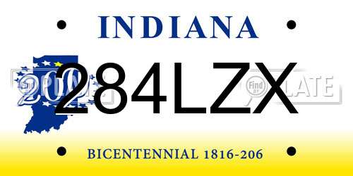 284LZX Indiana License Plate