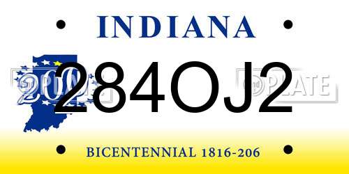 284OJ2 Indiana License Plate