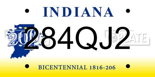 284QJ2 Indiana License Plate