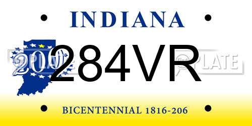 284VR Indiana License Plate